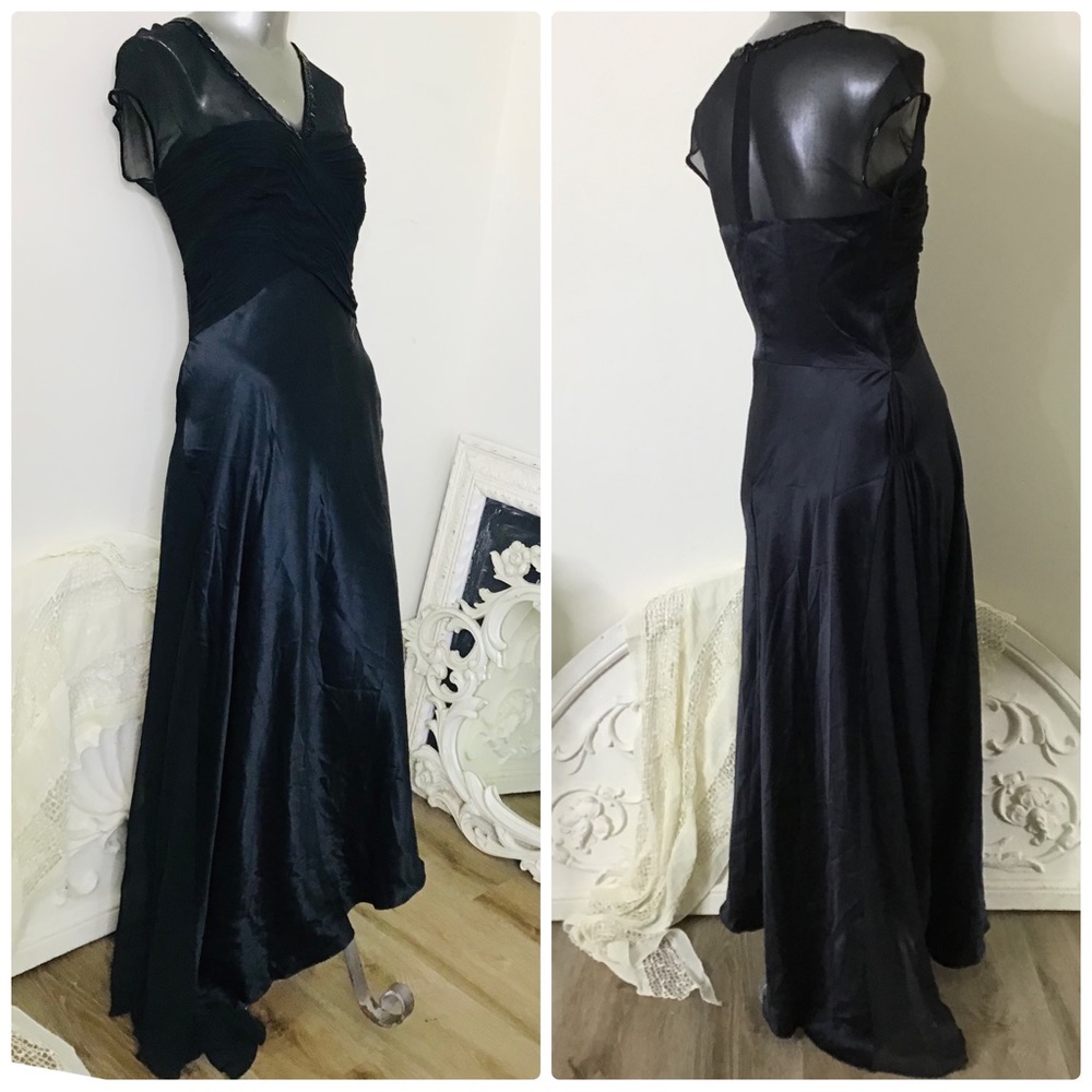 Dusk Black Silk/Sheer Dress NWT
